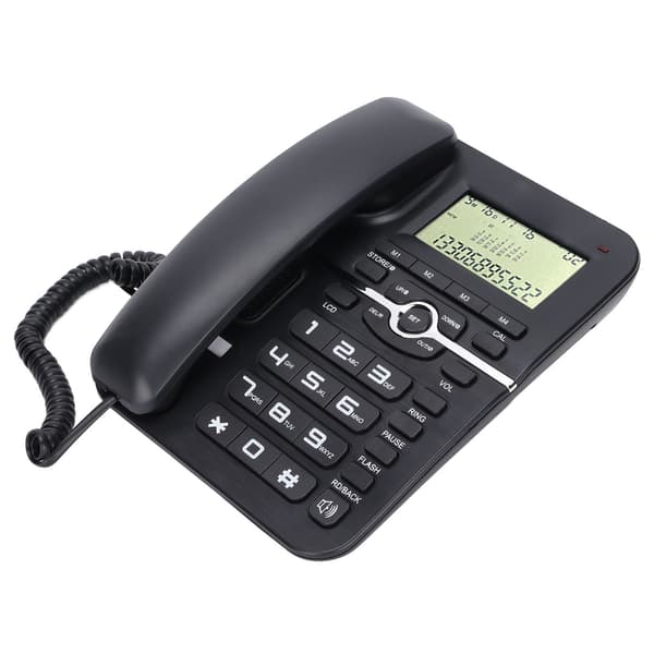 KXT2028CID Stationær fastnettelefon med 4 hurtigvalgsgrupper, fastnettelefon til kontor/hotel, sort