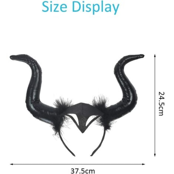 Styck Demon Pannband Horns Queen Pannband Black Party Cosplay Fancy Dress Pannband Unisex-vuxen hår Pannband Gothic Wicke