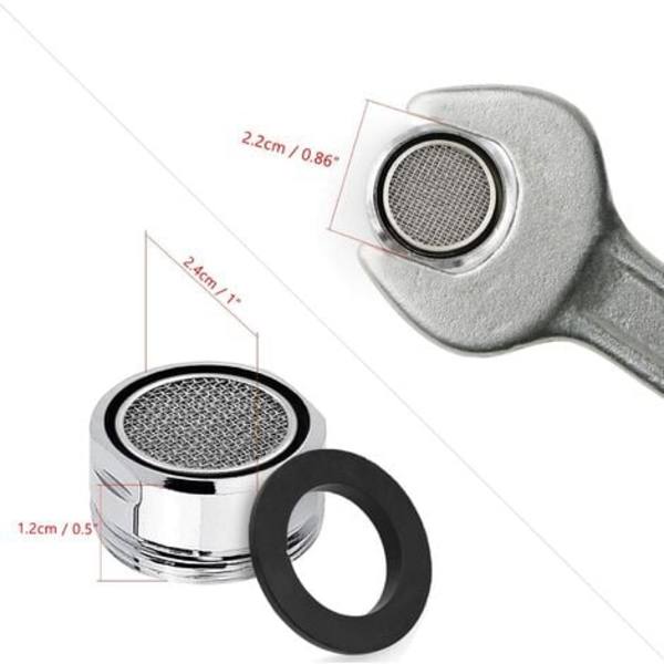 Pack 24 mm kranluftare, ersättningsdel, gängad hanpip i mässing med packning, polerad krom silver