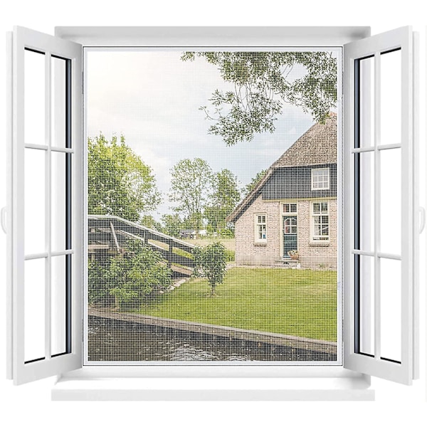 Myggenet Vindue Klipbart, Universal Vaskbart Net Med selvklæbende Fin Mesh Strip Justerbar Myggenet Gardin Ingen Boring Max 130x150cm (pakke med 2