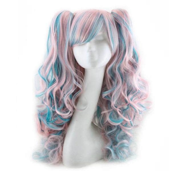 Anime Lolita Peruukki, Värikäs Wave Peruukki, Halloween Peruukki powder blue