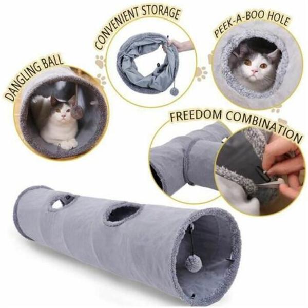 Hopfällbar Cat Tunnel Cat Toys Slitstark mocka Play Tunnel Hide Pet Fold Tunnel