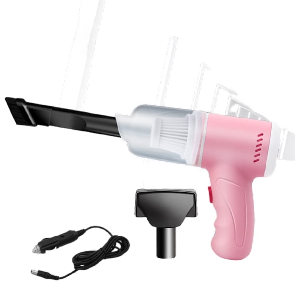 Bilstøvsuger højeffekt trådløs opladning Mini bærbar bilstøvsuger til hjemmebiler (Sød lyserød kablet plug-in ~ bilmodel),