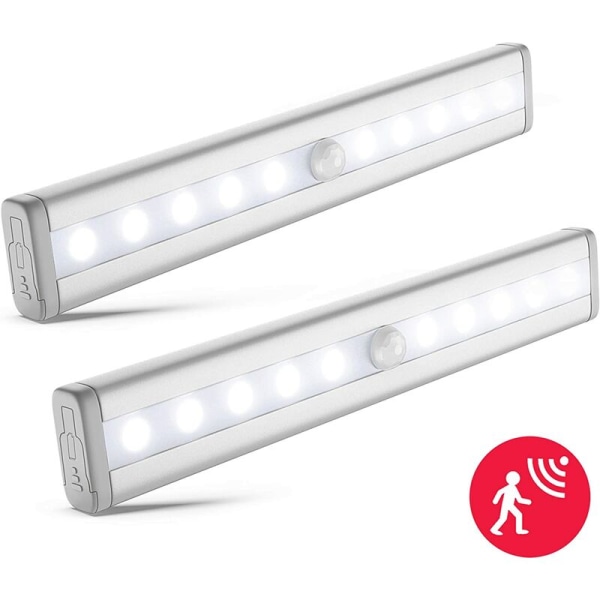 10LED batteri type hvidt lys strøm 0,5-1,2W2stk intelligent menneskelig krop sensor lys, til indendørs dekorativ belysning