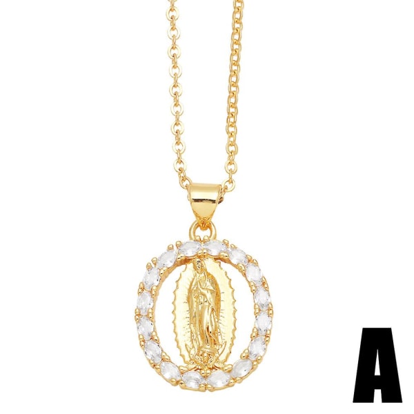 Halskæde Vintage Zircon The Virgin Mary Heart Stud Fashion smykker Ac9281 A