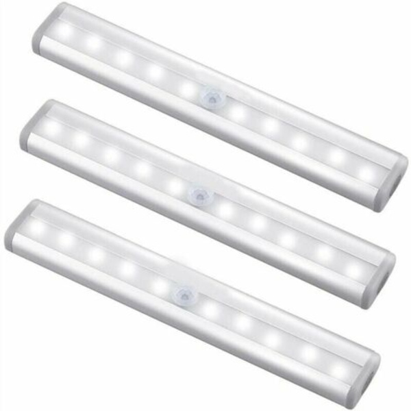 Bevægelsessensor indvendigt lys, 10 LED bevægelsessensor skabslys Magnetisk batteri drives under kabinet trådløse lys