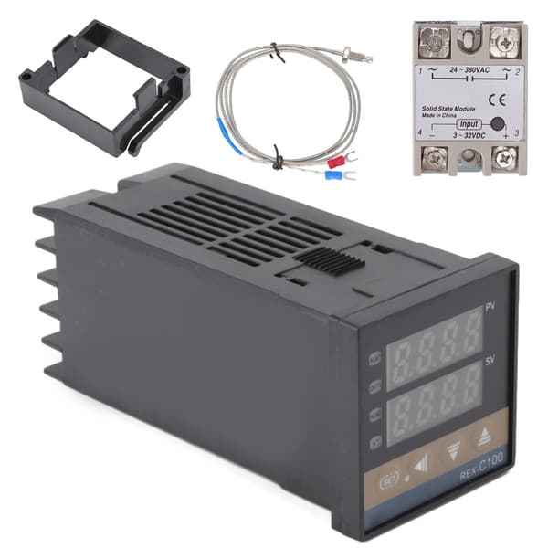 Digital PID Temperaturkontroller 100V-240V 1m M6 Imperial K Type Termoelement Relémodul 40A
