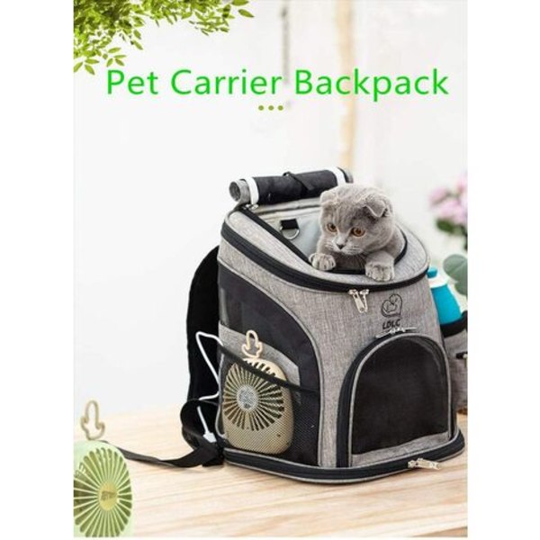 Pet Dog Carrier Ryggsäck, Pet Bärväska med Mesh för stora katter, katter, Valp Ryggsäck Bärbar Resväska (L, Grön U