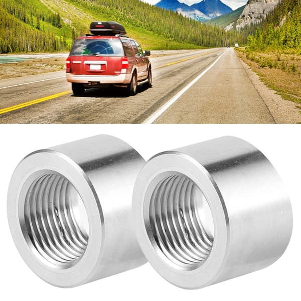 2 stk. Oxygen Sensor Spacer Rustfrit Stål SS304 M18 x 1.5 Indvendigt Gevind Rillet O2 Sensor Tilbehør