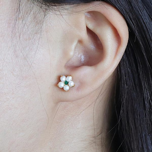 Örhänge Pearl Flower Stud Modesmycken Ac6094 white red