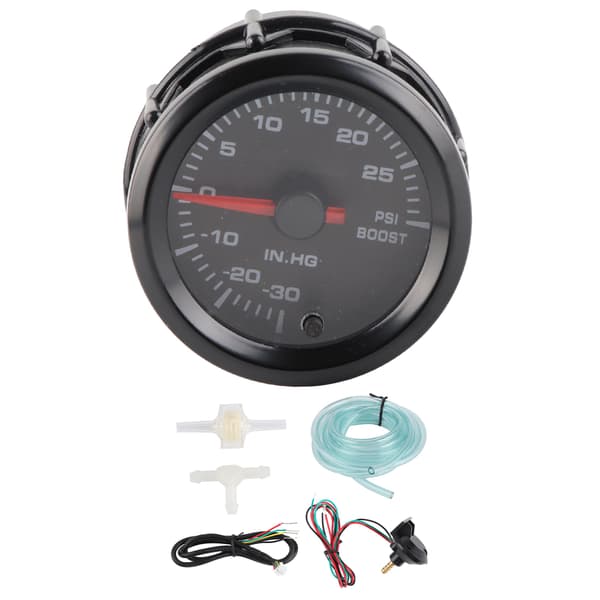 2-i-1 12V Turbo Boost Måler 30 til 30 PSI Trykmåler Hvidt Lys Universal