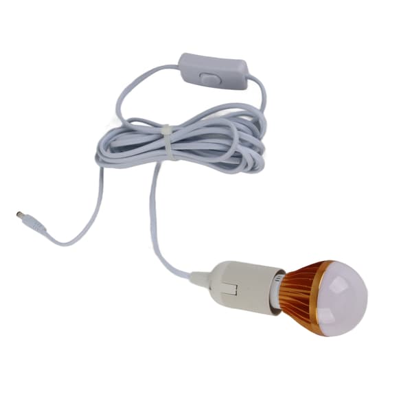 E27 Spiral LED Solcelle Camping Teltlys 12V 5W med 3m DC-kabel
