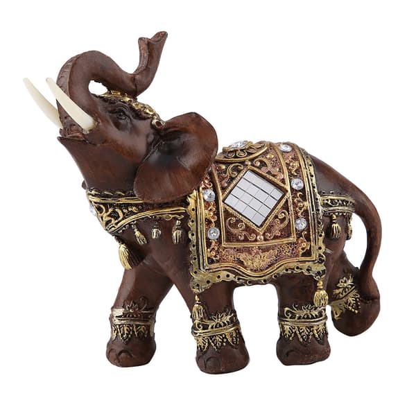 Elefantstatue i trælook - Feng Shui velstandstatuette til hjemmet
