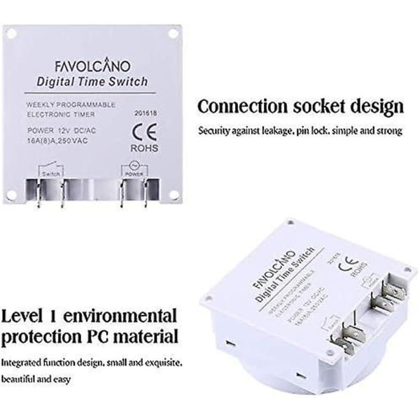 Elektronisk timer Dc12v 16a 28 Program Programmerbar LCD-skärm