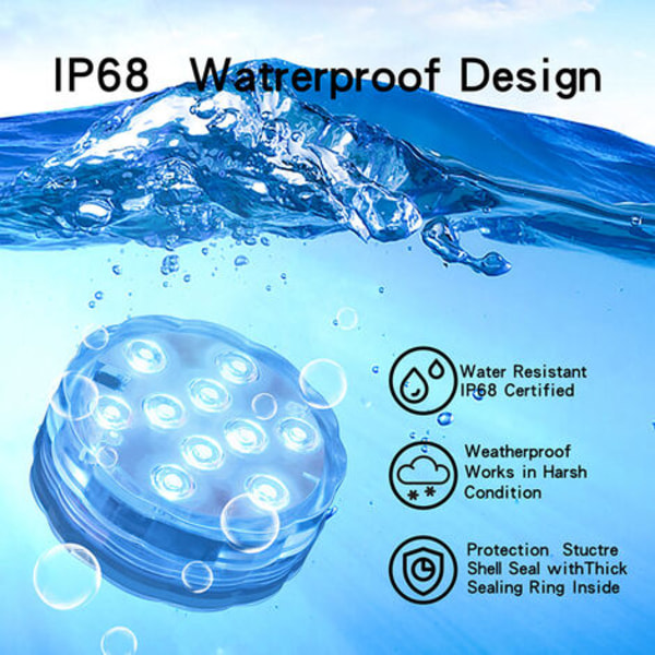 Dykning LED poollys, dekorative farveskiftende lys, velegnet til akvariebade, vaser, pools, damme, (28 Button Re)