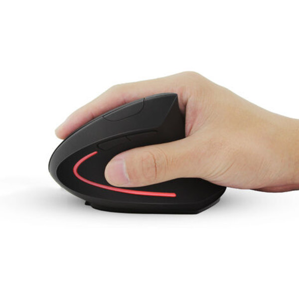 1 st uppladdningsbar ergonomisk mus, 2,4 GHz trådlös vertikal mus vänster laddning modell svart