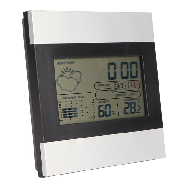 Digital Väderklocka Temperatur Luftfuktighet Display Aluminiumfodral Skrivbord Väggmontering Väckarklocka