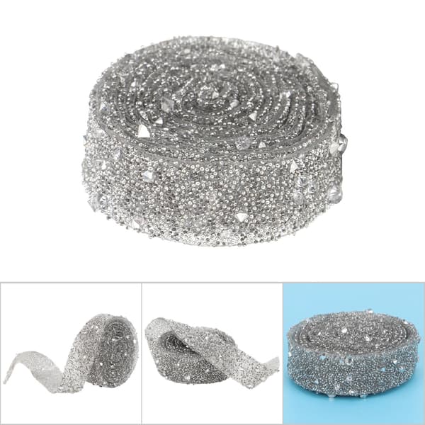 1 Yard Delikat Glossy Crystal Sequins Beaded Trim DIY Crafts Sølv