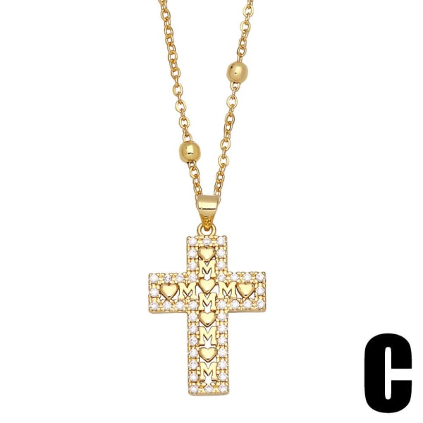 Halskæde gave til mor Zircon Heart Stud Cross Fashion smykker Ac8245 A