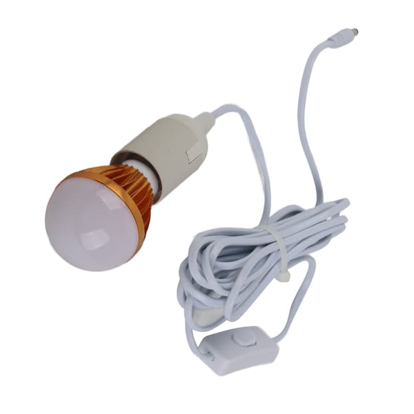 E27 Spiral LED Solar Camping Telt Lys 12V 5W med 3m DC Kabel