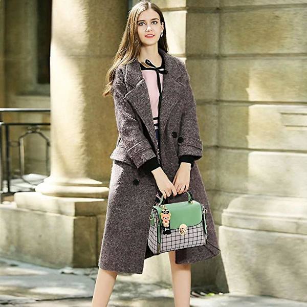 Kvinder Håndtasker Sød Crossbody Taske Til Piger Gitter Skuldertasker Pu Læder Messenger Bag Top-håndtag Taske Med Klap Pink A916-812 Green