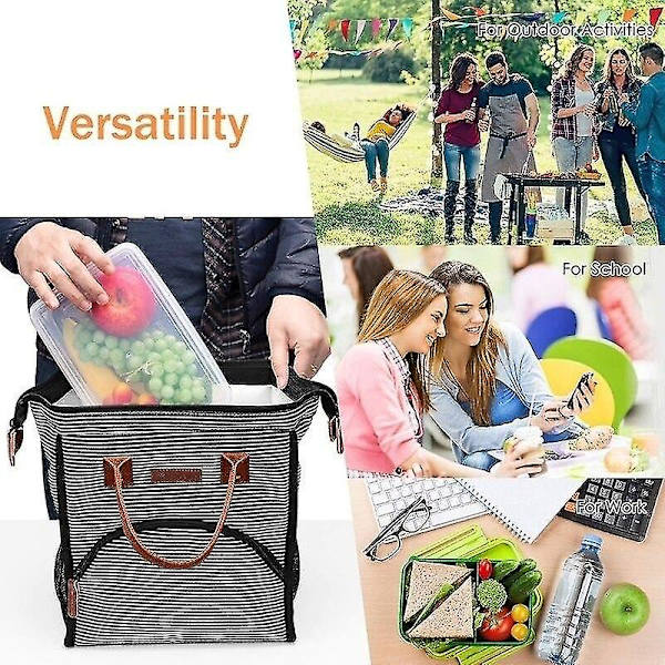 Oxford Lunchväska med stor kapacitet Isolerad Canvas Matväska Tote Picknick Thermal Lunchpåsar (grå)
