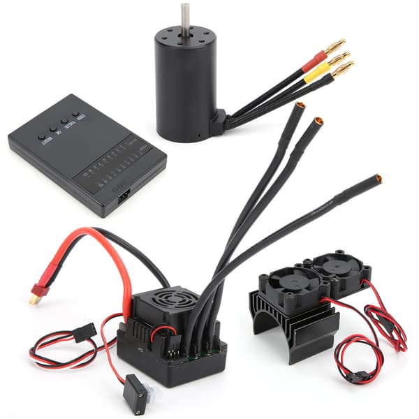 3660 3800KV Børsteløs Motor 80A ESC Programmeringskort Køleventilator til 1/8 RC Bil