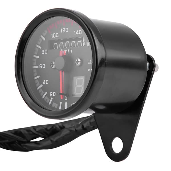 Universal Motorcykel Digital Speedometer Omdrejningstæller LED Indikator Sort
