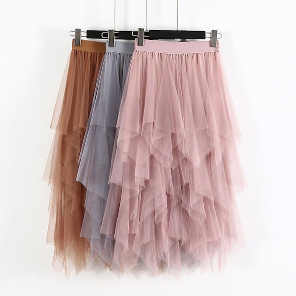 Forår og sommer ny nederdel med uregelmæssig mesh-syning