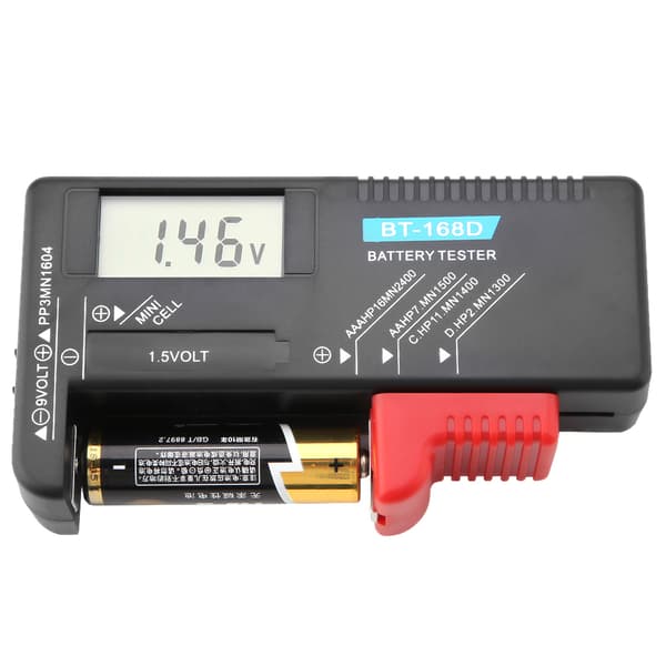 Digital batteritester for AA/AAA/C/D/9V/1,5V batterier - BT-168D