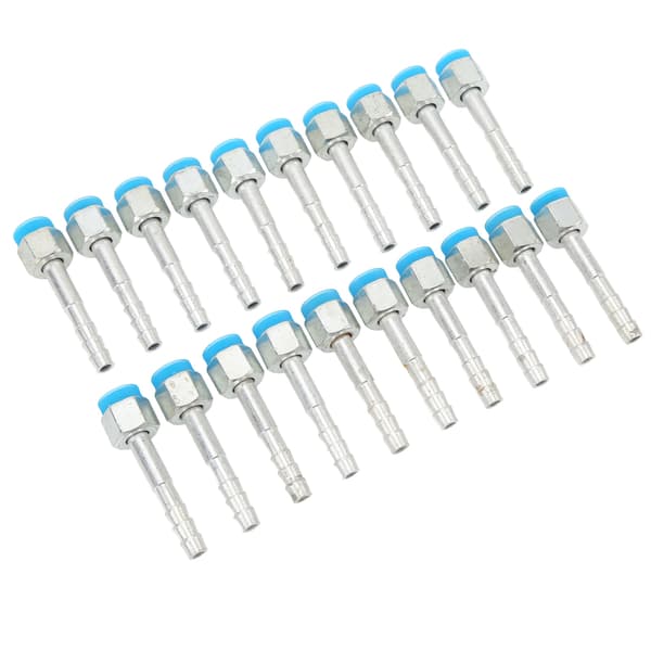 20 stk. Barb Fitting Elbow Nut 180 Grader Aircondition Rørforbindelsesadapter Samling til Biler Lastbiler Ingeniørkøretøjer 3/8in