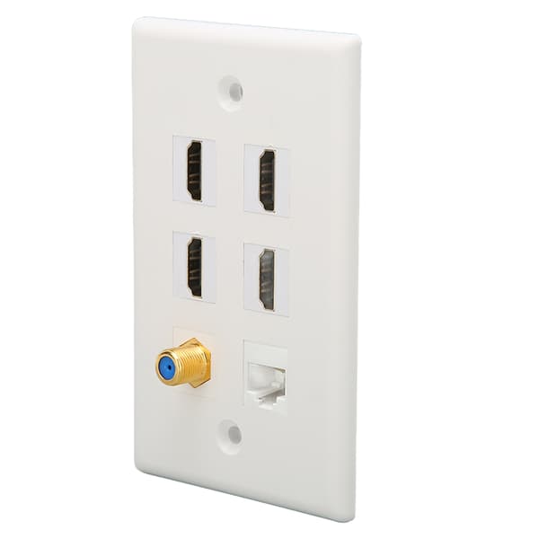 6 Portars HDMI CAT6 Ethernet Väggplatta för Hemmakontor