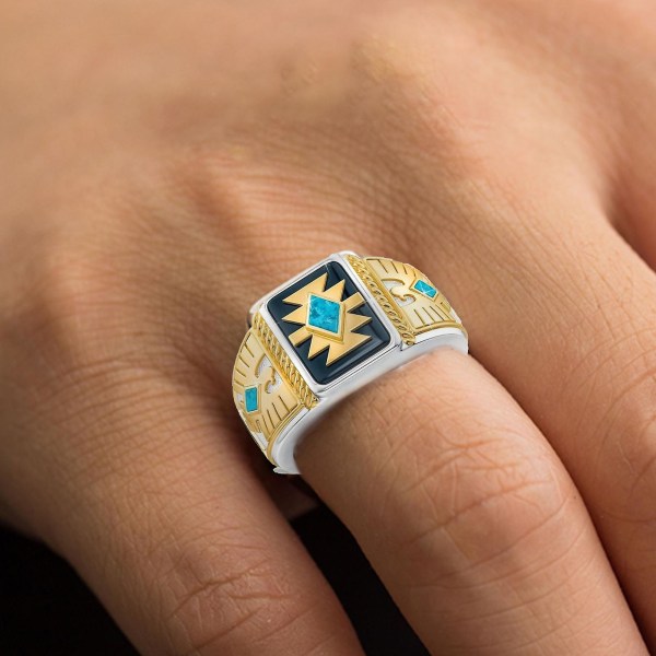 Snidade Knuckle Rings Totem Antik Golden Creative Eagle Snidade Symbol Ring för vardagen US 10