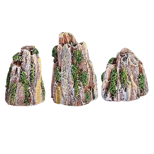 2 X 3 stk/sæt Akvarium Rockeries Levende udseende Ornamental støbning Holdbar lille harpiks Fish Tank Mountains Kontorindretning