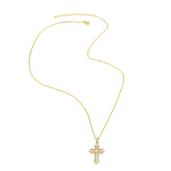 Halsband Vintage Zircon Cross Modesmycken Ac8674 White