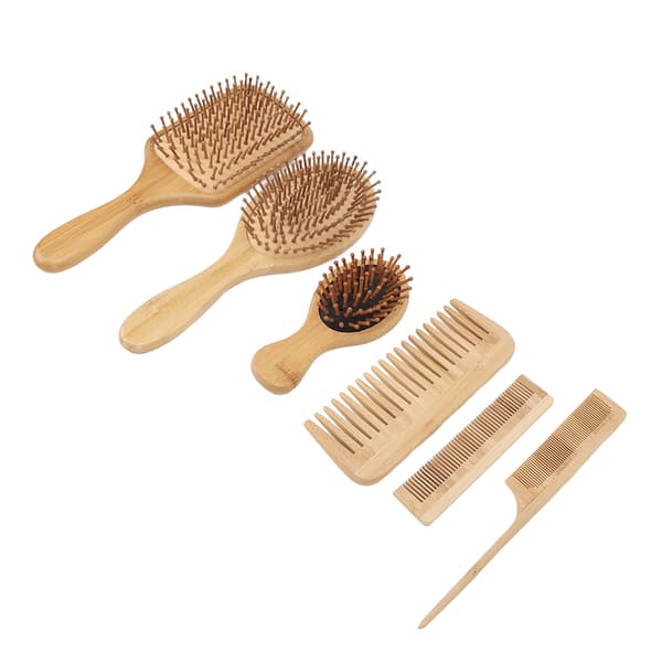 6 st Kamhår Skägg Luftkudde Utrasslande Borste Bambu Set Kit För Hemsalong