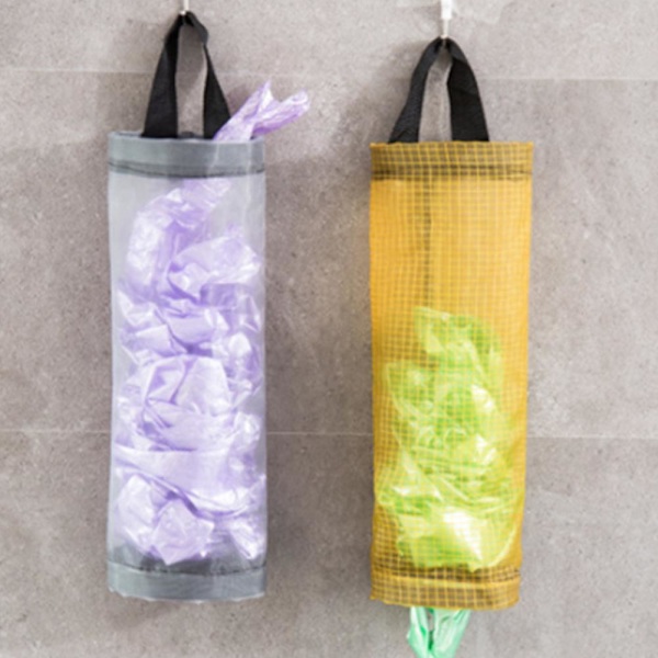 2 st Plastpåshållare, dispensrar, soppåshållare Återvinningsbehållare Mesh förvaringsautomater Hängande mesh nätsoppåse Organisera Yellow