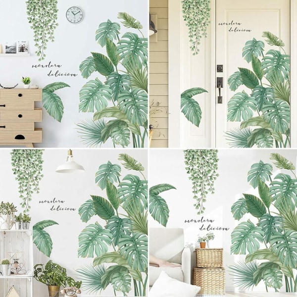 Wallstickers 2 wallstickers tropiske planter små boligudsmykningsklistermærker frisk monstera tapet