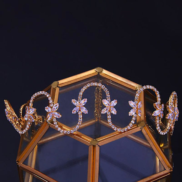 Glittrig hårslinga Rhinestone brudhårband med blomdekor Justerbar legeringshårtillbehör Silver