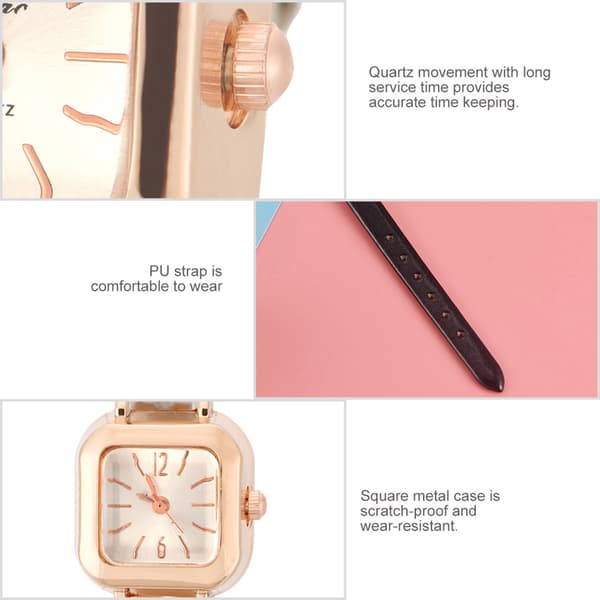 Moderigtigt dame quartz analog ur sort PU læderrem