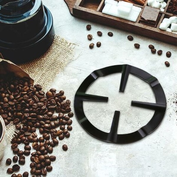Stål Moka grydeholder til gaskomfur, metal gasring reduktion, kaffemaskine reduktionshylde ring til madlavning, 1 stk, sort，Fon