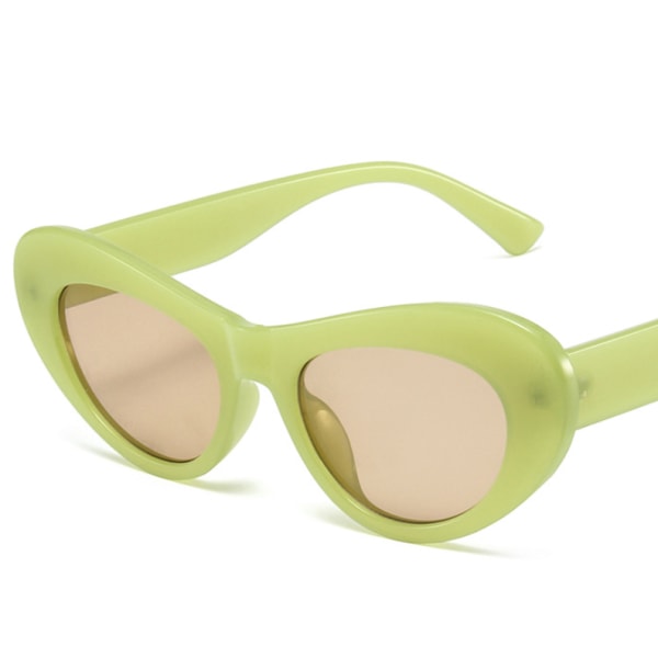 Retro oval stel cat eye solbriller ins street fashion solbriller (champagne grønt stel (metal hængsel)),