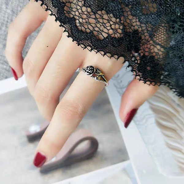 Naisten Vintage Rose Finger Sormus Muoti Alloy Circlet Yksinkertainen punk koru Lahja US 8