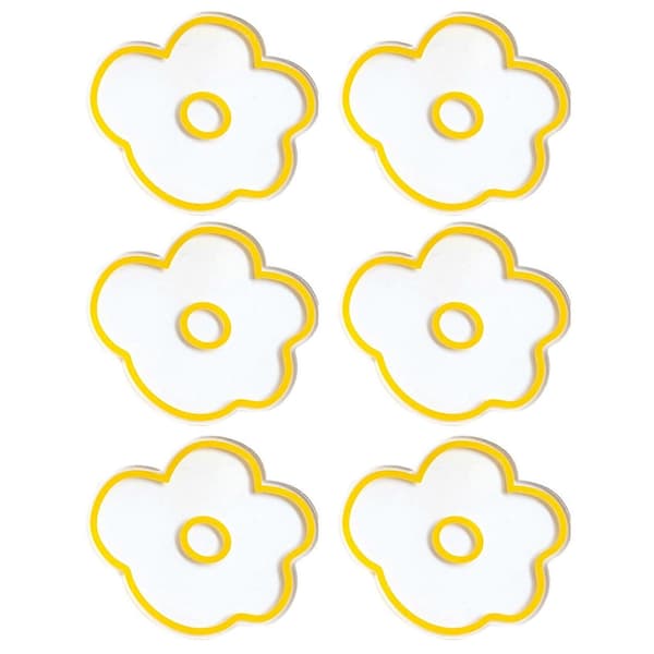 6 stk/sett akryl blomsterunderlegg tekopp drikkeholderputer varmeisolasjonsmatte gul Yellow