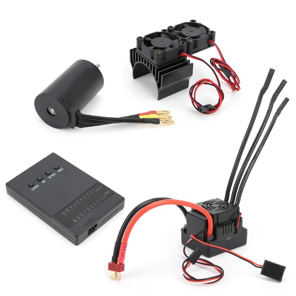 3660 3800KV Børsteløs Motor 80A ESC Programmeringskort Køleventilator til 1/8 RC Bil