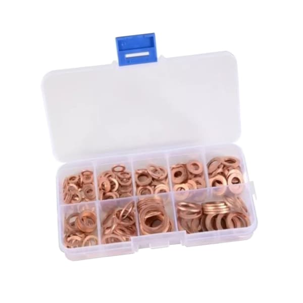200 st platta brickor M5 M6 M8 M10 M12 M14 koppartätningsringar packningssortimentssats