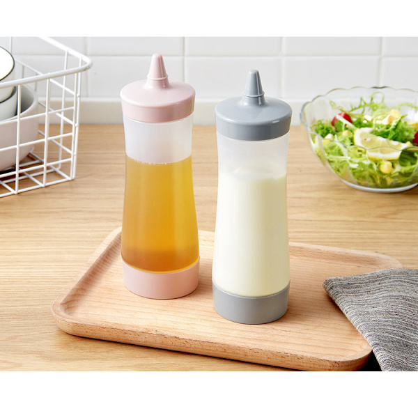 Tjock plastpress såsflaska kökssallad pressflaska salladsdressing flaska rosa