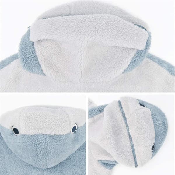 Hoodie för damer med hajmotiv, mjukt fleecefoder, lös passform, par-tröja, myskläder