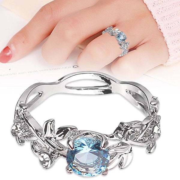 Kvinder kreative blade Design Legering udhulet Rhinestone Ring Charm smykker US 10