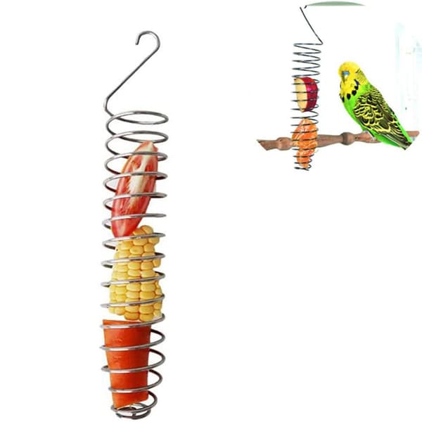 Frugt- og grøntsagsholder i rustfrit stål til fugle, papegøjer og cockatiels, foderburspyd